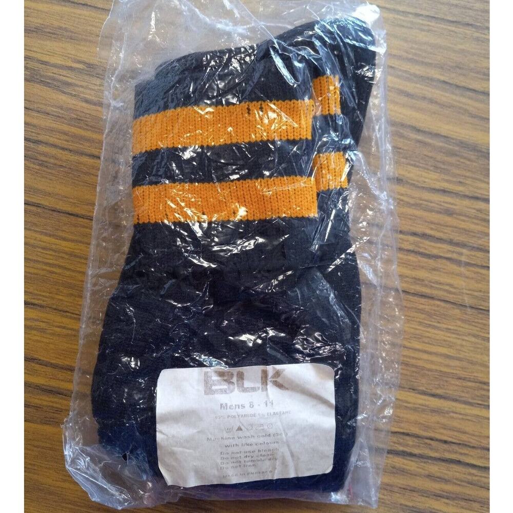 BLK Tall Black Sport Socks Men’s Orange Stripes Athletic Knee High Tube